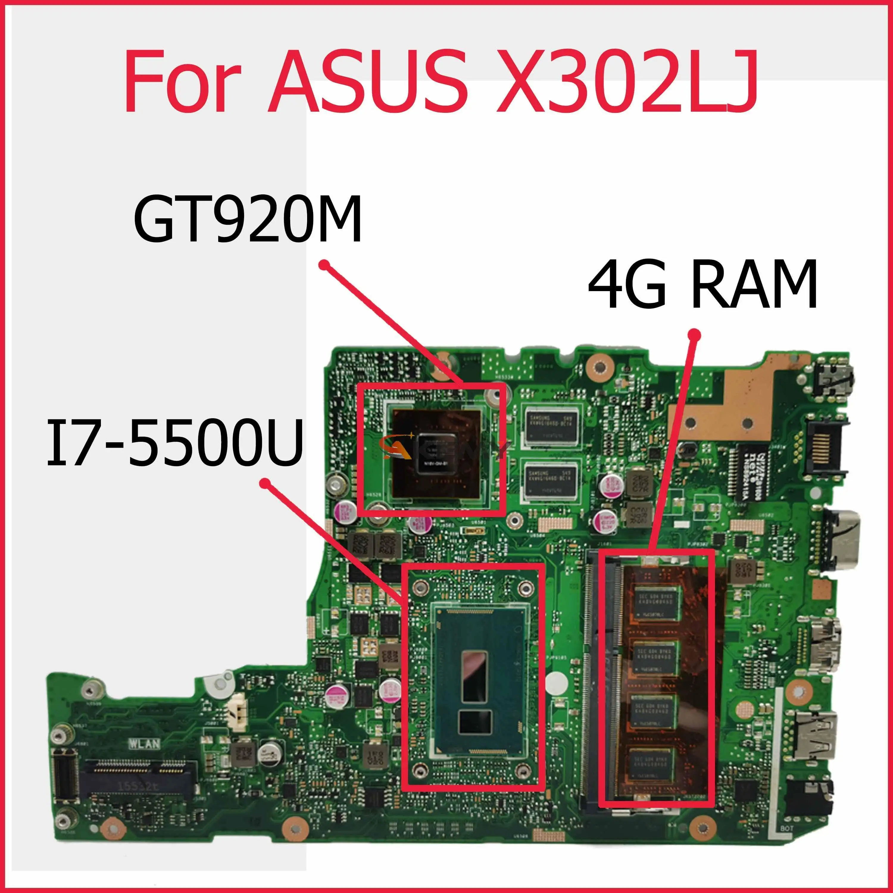 

Материнская плата X302LJ MAIN_BD._ 4G/I7-5500U/AS GT920M V2G 90NB07V0-R00020 для ASUS X302L X302LA X302LJ, материнская плата ноутбука 100% протестирована