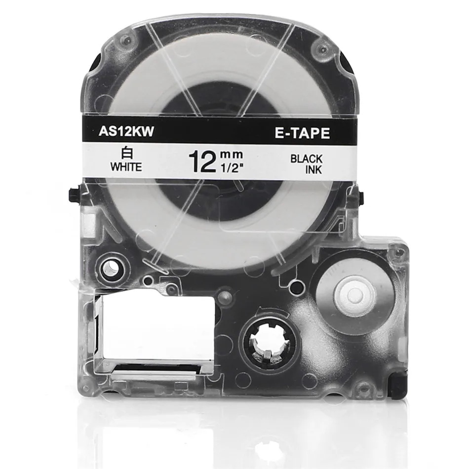 Черно-белая лента для этикеток совместимая с принтером EPSON King Jim 12 мм * 8 м SS12KW