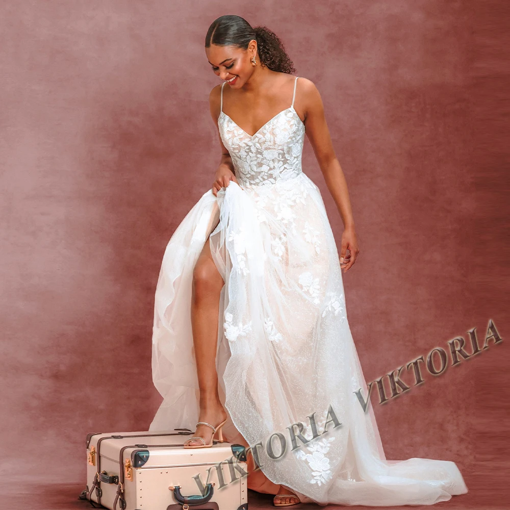 

VIKTORIA Modern Sweetheart Wedding Dress Spaghetti Strap For Women Bride 2023 A-LINE Appliques Robe De Mariée Drop Shipping