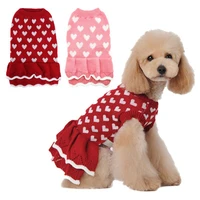 pet dog sweater dress love pattern dog clothes small dogs cat warm coat jacket skirt for dachshund chihuahua small large dogs