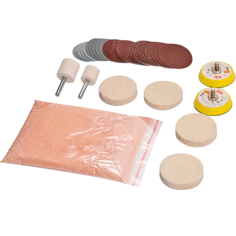

34Pcs Deep Scratch Remover Car Glass Polishing Powder Kit 8 OZ Cerium Oxide Sanding Disc Accessories Removal Cleaning Tool Kit