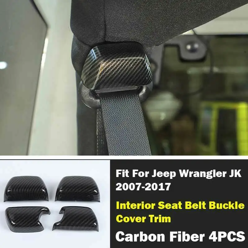 

For Jeep Wrangler JK 2007-2017 Carbon Fiber Interior Seat Belt Buckle Cover Trim
