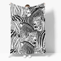 zebra tiger art pattern flannel blanket sarawat tv show leisure coverings throw blanket warm soft cozy blanket for bed sofa