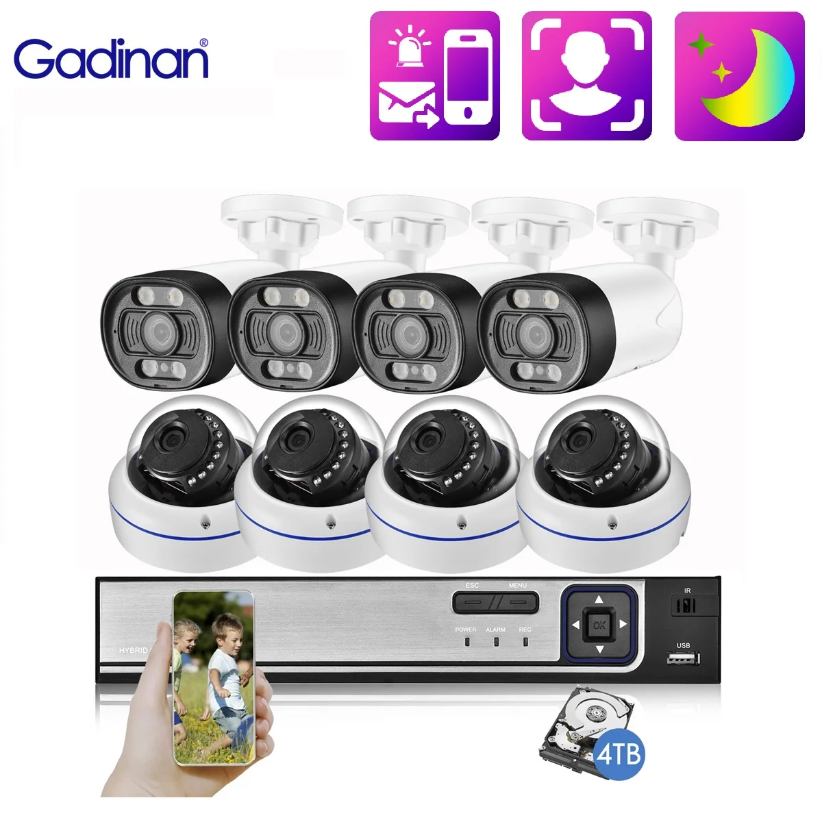 

Система наружного видеонаблюдения Gadinan 5 МП, аудиосистема, POE IP-камеры, H.265, комплект охранного видеонаблюдения, 8CH NVR, цилиндрическая/купольна...