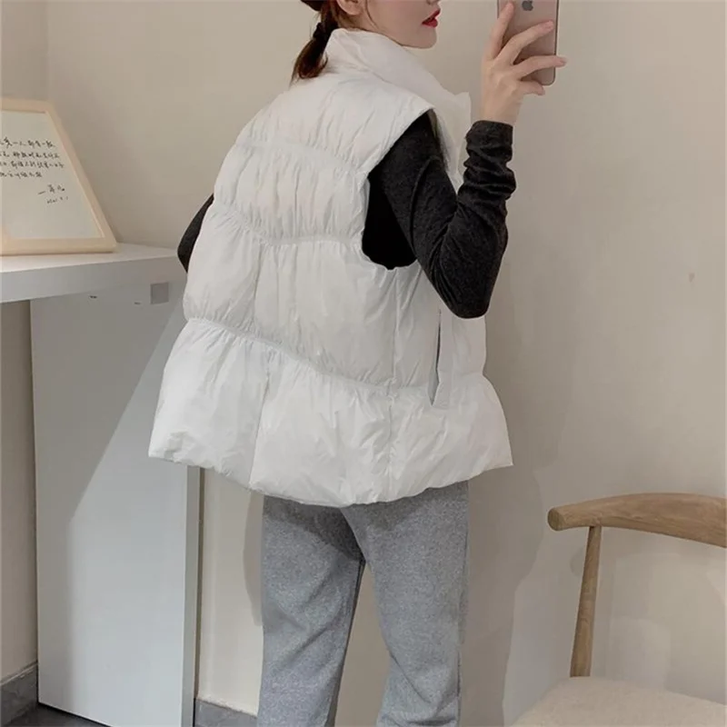 Женский пуховой жилет оверсайз теплая Толстая парка на белом утином пуху