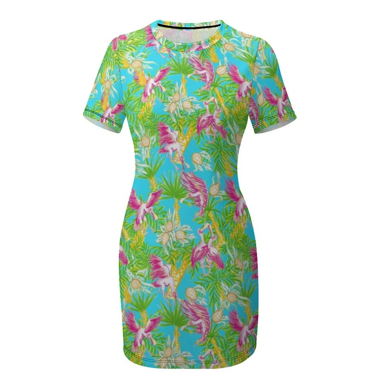 Tropical Spoonbills :: Pineapples and Palm Tree Lilly Pulitzer Inspired I love when you ruffle my feather Платье с короткими