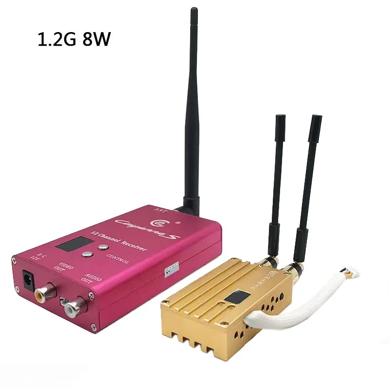 

12CH Receiver FPV Transmission 1.2G 8W High Power Wireless Analog Video Image Dual-antenna Transmitter for RC Model UAV Airplan