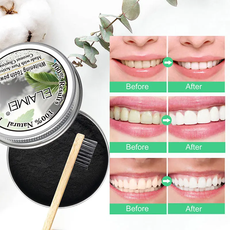 Activated Coconut Charcoal Teeth Whitening Powder Remove Plaque Stains Bad Breath Break Down Pigments Enamel Care Brighten Teeth