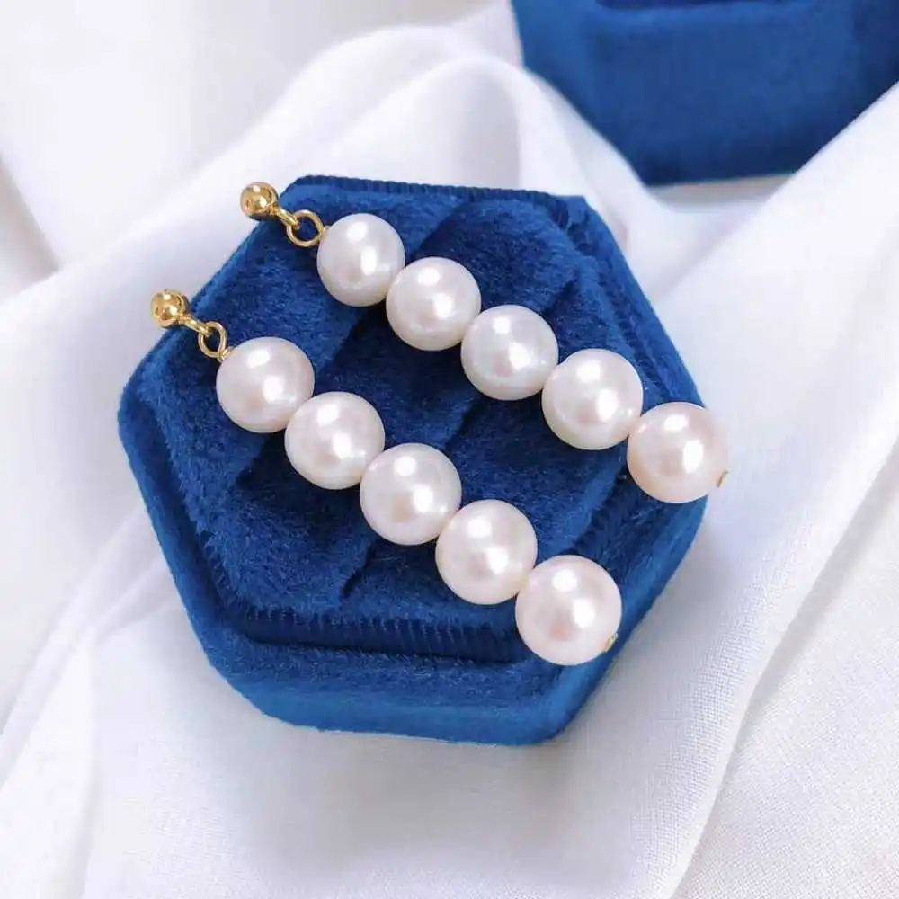 

Lucky White Shell Pearl Beads Earrings 18k Hook Eardrop Halloween Holiday gifts Ear stud Cultured VALENTINE'S DAY Mother's Day