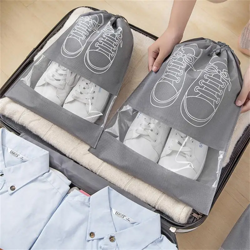 

Shoes Storage Bag Non-woven Travel Portable Closet Bag Waterproof Drawstring Pocket Clothing Hanging Multi-functional Storage
