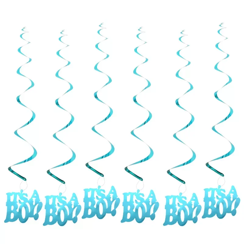 

6PCS Its a Boy Its a girl Ceiling Swirl DIY Hanging Ornaments Baby Shower Decoration Favors Kids Birthday Party Supplies