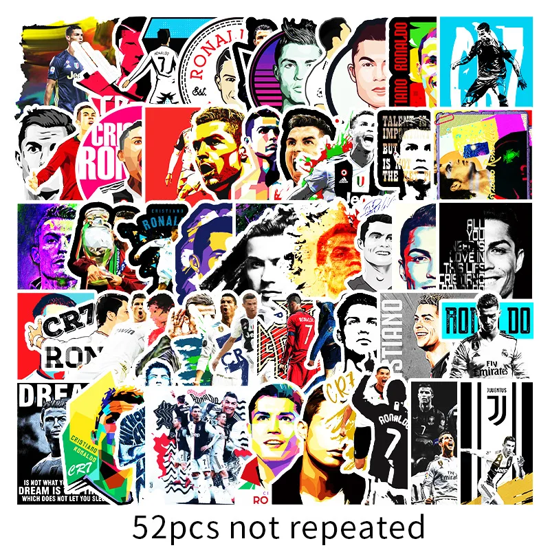 

52pcs C Ronaldo Football Star Cartoon Graffiti Sticker Luggage Laptop Skateboard Car Refrigerator Sticker
