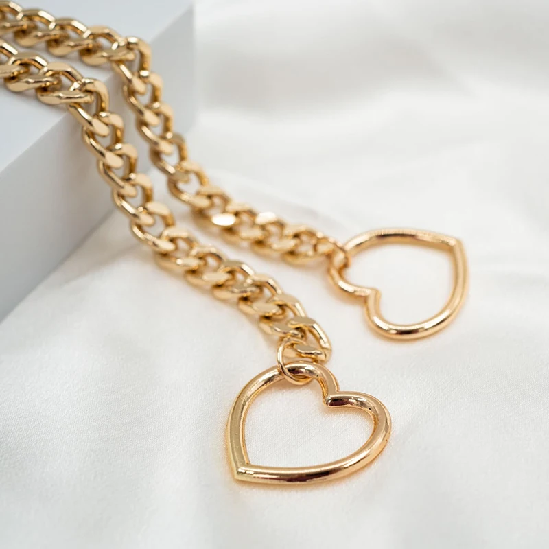 Женское длинное ожерелье с кольцом-сердечком и ключом