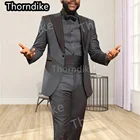 Женский смокинг для жениха Thorndike, серый костюм лучшего человека с заостренным лацканом, Свадебный костюм для жениха, мужской костюм Terno Masculino (пиджак + брюки + пояс)