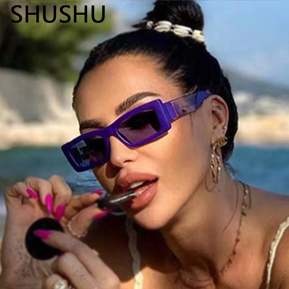 

Ins Popular Fashion Small Rectangle Sunglasses Women Retro Purple Shades UV400 Men Trending Square Sun Glasses oculos de sol
