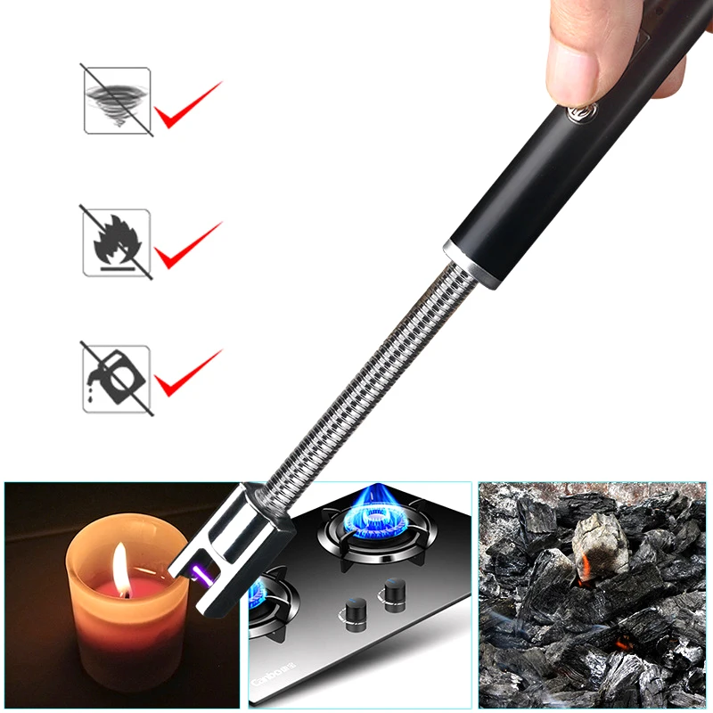 360° Electric Arc BBQ Lighter USB Windproof Flameless Plasma Ignition Long Kitchen Lighters Gas For Candle Stove - купить по