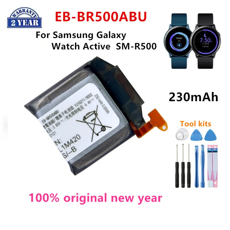 

100% Orginal EB-BR500ABU 230mAh New Battery For Samsung Galaxy Watch Active SM-R500 Batteries+Tools