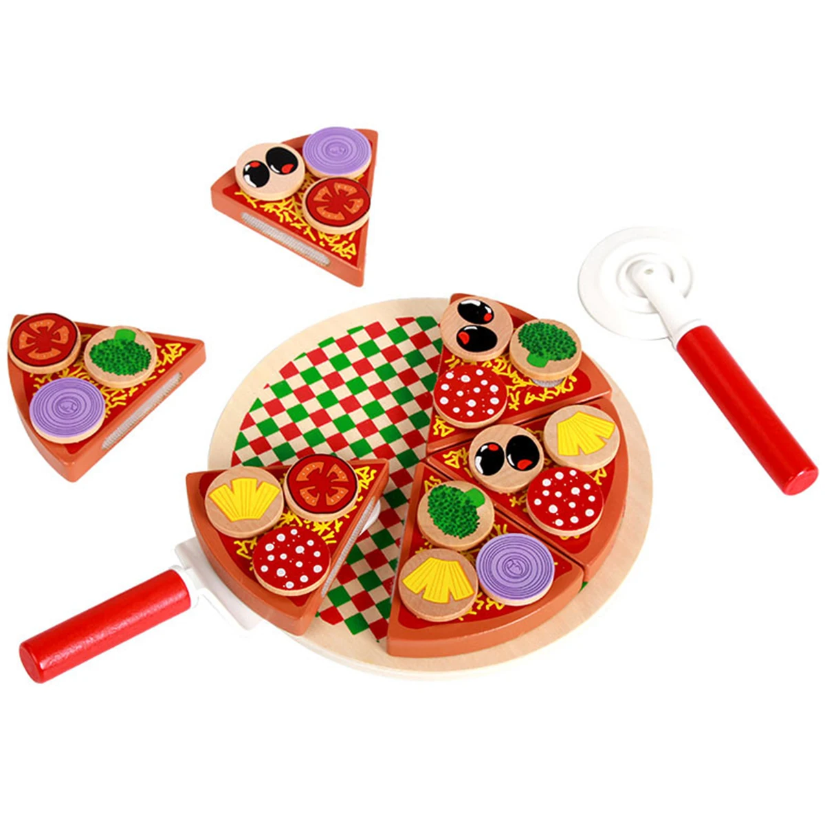 

Wooden Pizza Puzzle High Simulation Pizza Pretend Playset Early Educational Montessori Pretend Play Pizza Toys for Roles Play