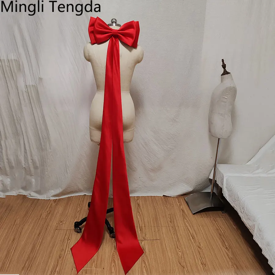 Фото Mingli Tengda пятно отдельный красный галстук-бабочка свадебные узлы съемные ремни-глушители с булавками аксессуары пояс невесты шарф на липучке №1