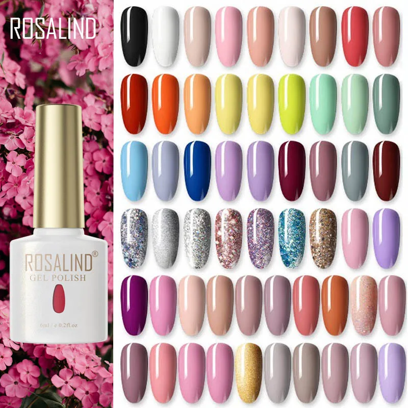 

ROSALIND UV Gel Nail Polish 40 Colors Popular Glitter Gel Polish Semi Permanent Hybrid Varnishes Base Top Coat For Nails Art New