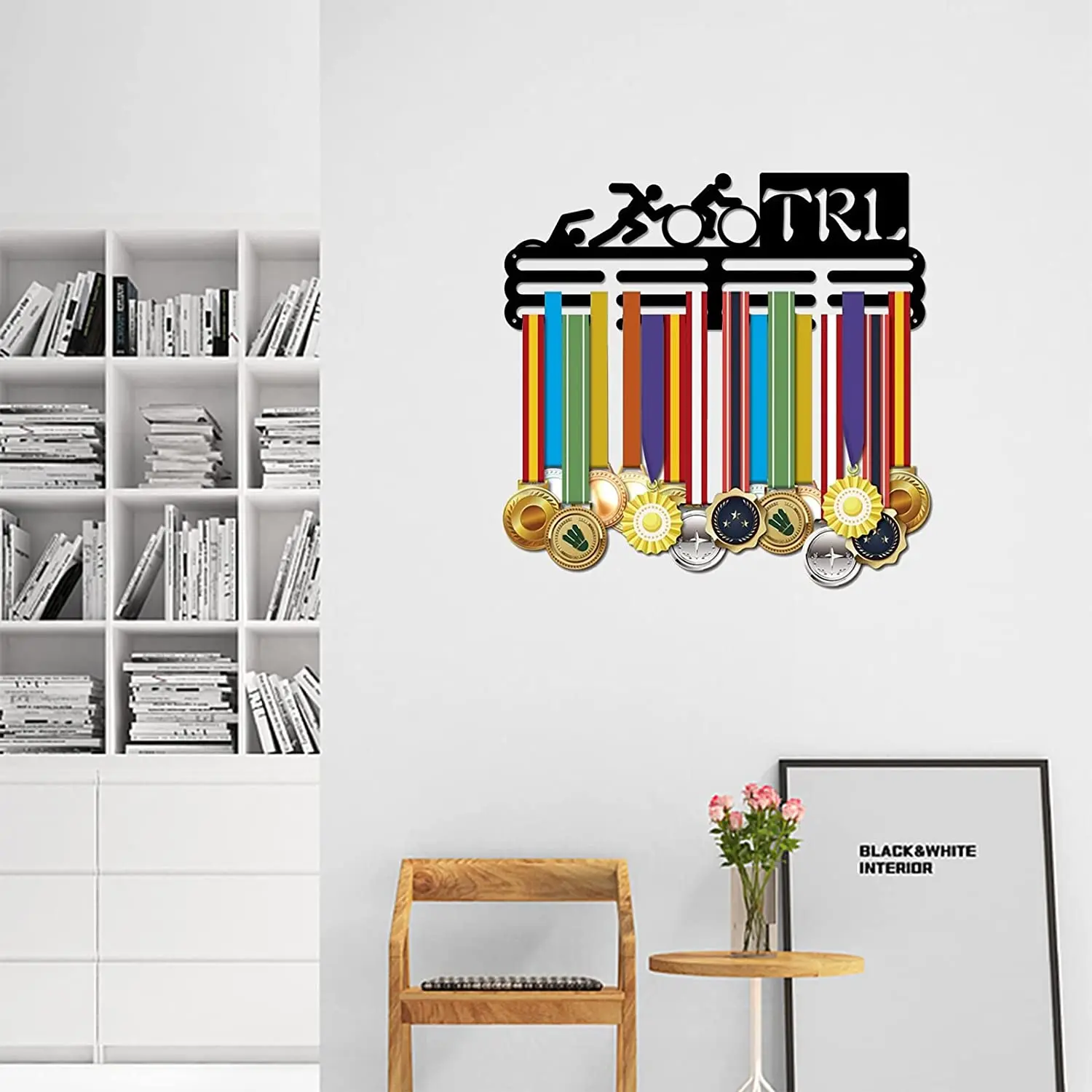Triathlon Medal Holder Display Hanger Rack Frame Swim Bike Run Hanger Sports Medal Hook Storage Hanging Bars for Medals Display
