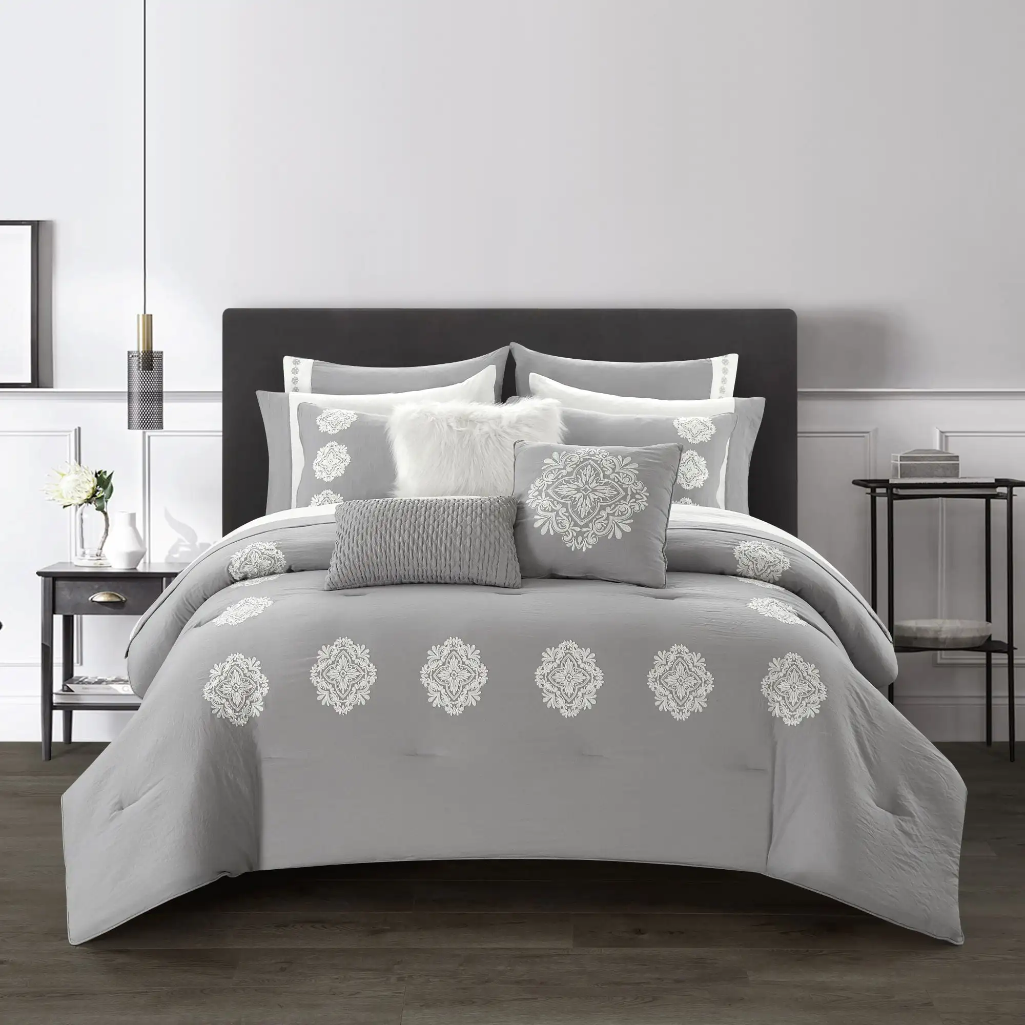

Better Homes & Gardens Silver Medallion 12 Piece Pre Washed Bed in a Bag, King