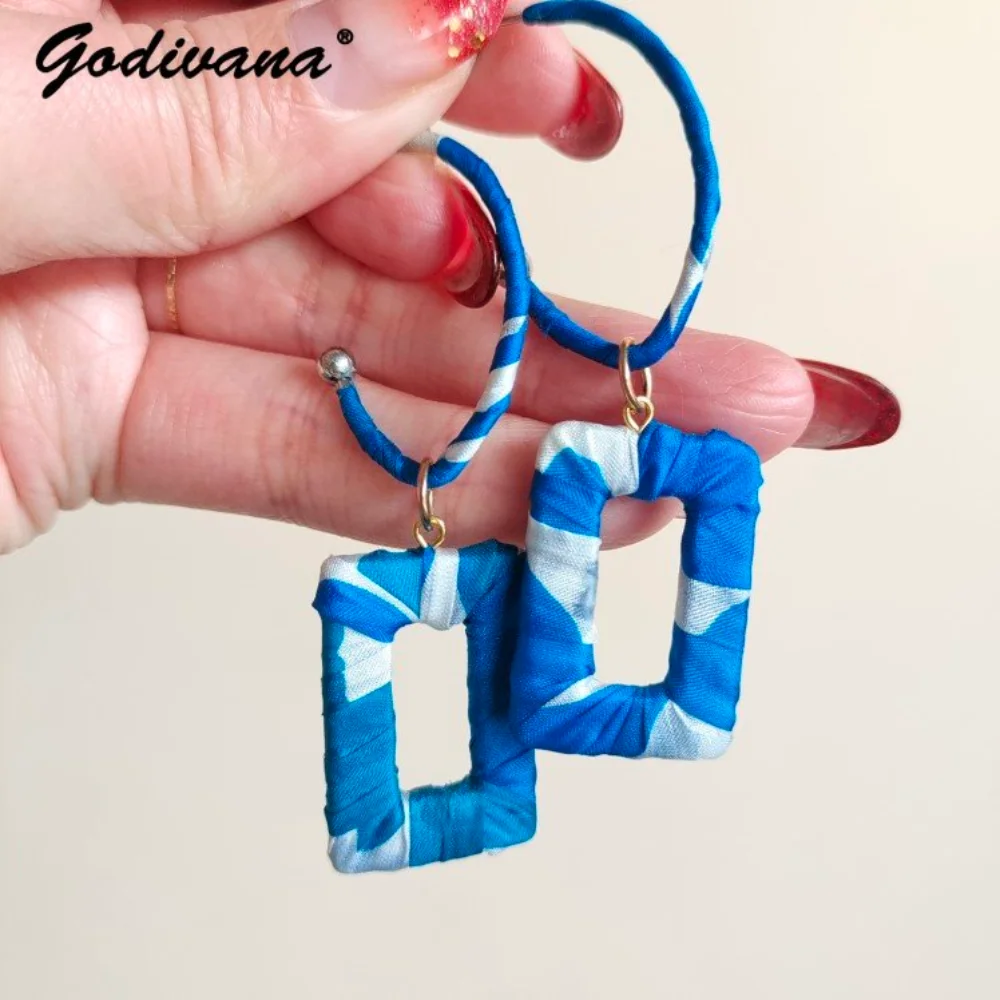 

Handmade Custom Silk Bohemian Dangle Long Vintage Earrings High Profile Large Circle Pendientes Ear Rings For Women Jewelry