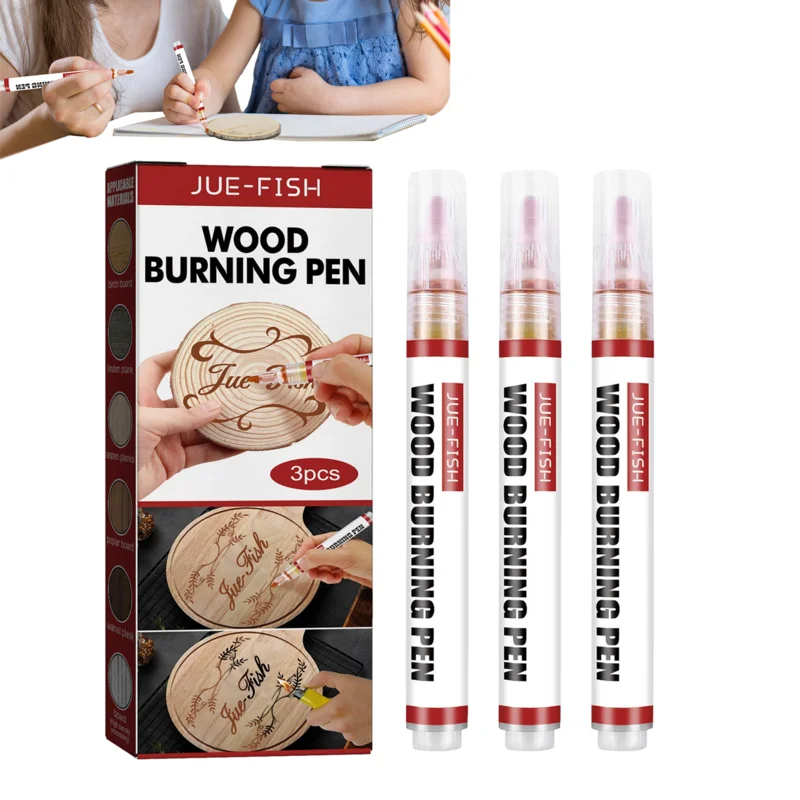 

Wood Burner Dampproof Scorch Markers 3 Pcs Pen Markers DIY Pyrography Pen Crafts Wood Marker Pen For Artists Students Teenagers
