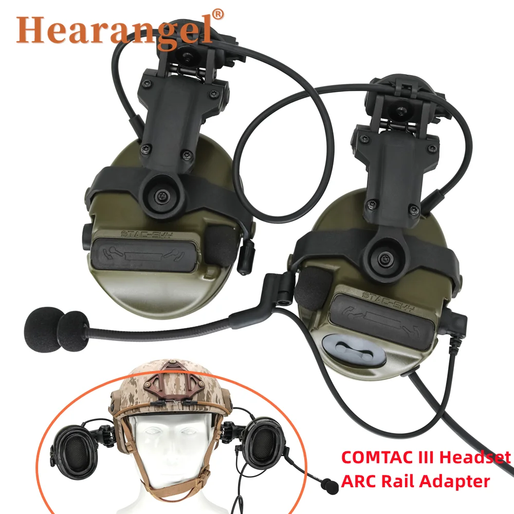 COMTAC Tactical Headset Comtac III U94 PTT Airsoft Sports Helmet ARC Rails Noise Cancelling Pickup Shooting Headphones Earmuffs