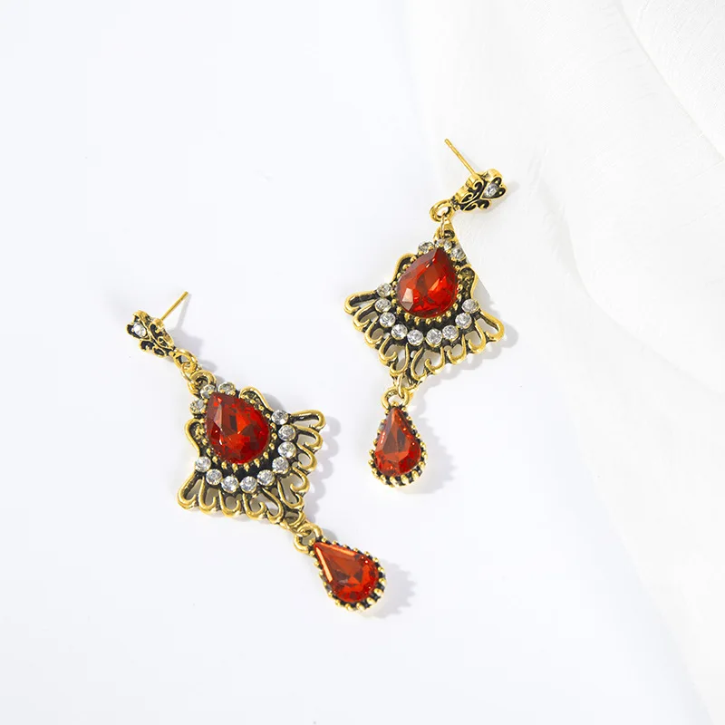 

New Vintage Ruby Stud Earrings Ear Rings for Women Female Fashion Jewelry 2021 Earrings Studs Wholesale Lots Bulk 2021