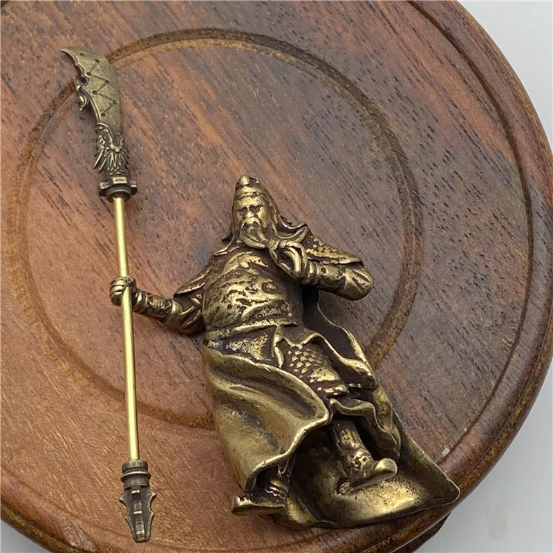 

Fashion Copper Chinese Feng Shui Guan Gong Statue God of War Antique Sculpture Home Decoration Feng Shui Ornament