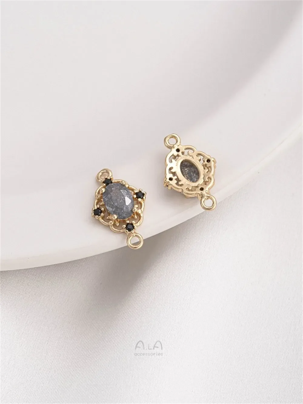 14-каратное золото инкрустированный цветным цирконием ретро-цветок Тенг алмазный