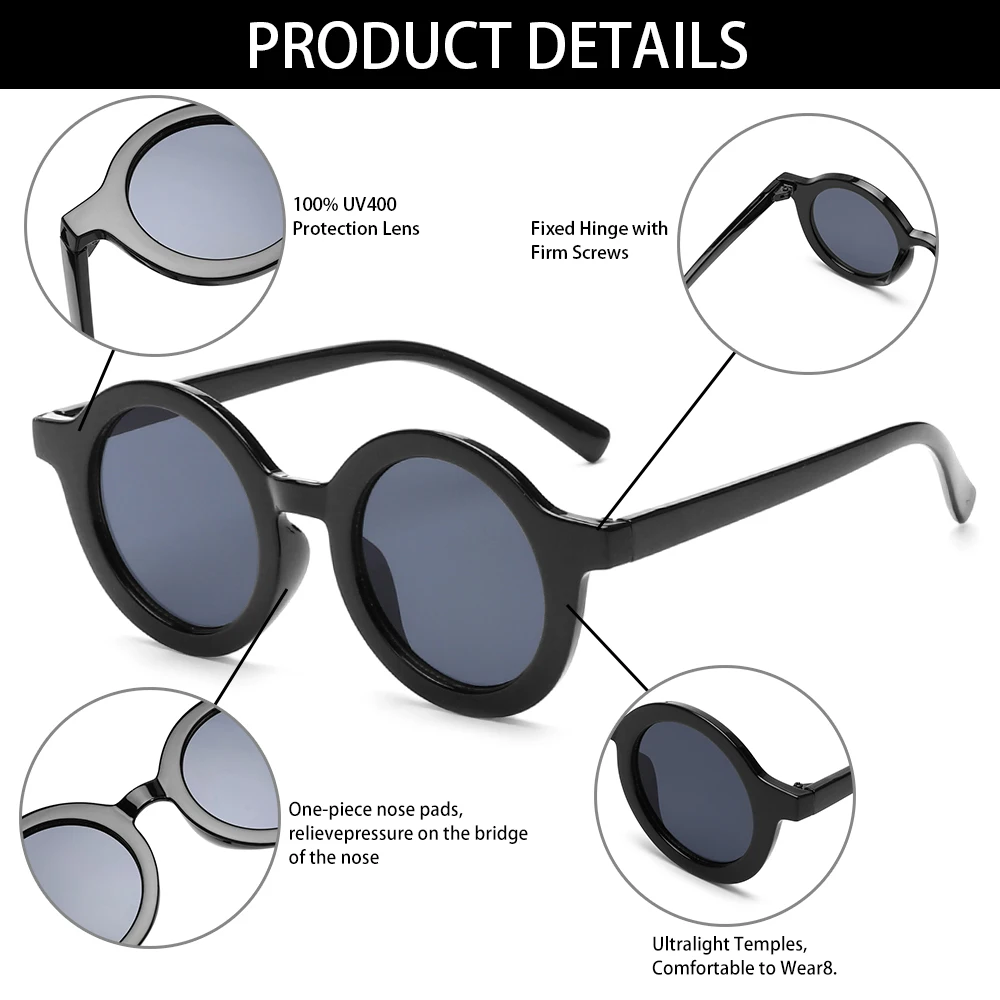 Летние Новые солнцезащитные очки для детей модные в круглой оправе стиле ретро с