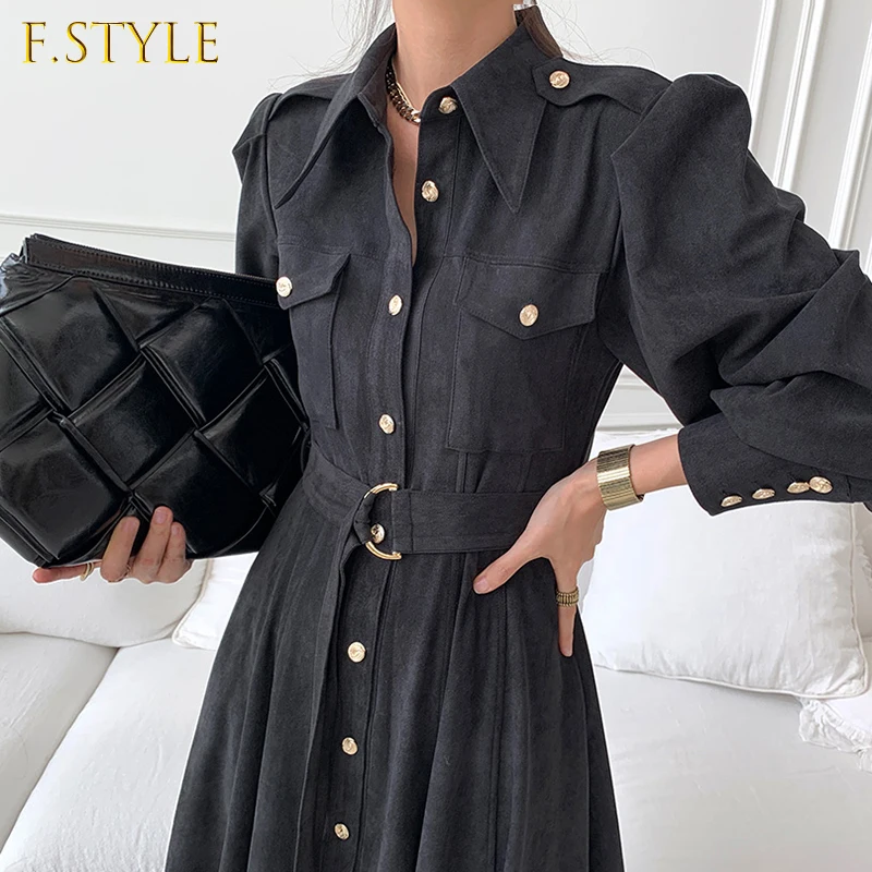 

F GIRLS White Chic Zipper Dresses Woman Autumn Drawstring Waist Elegant Dress Woman Vestidos Korean Business Runway Long Dress
