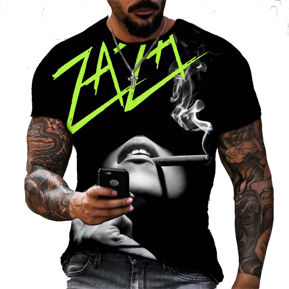 

New Sexy Girls' Men's T-shirt Personalized Fashion Street Trend Design Large Round Neck Advanced 3D Printing Top Source Factory