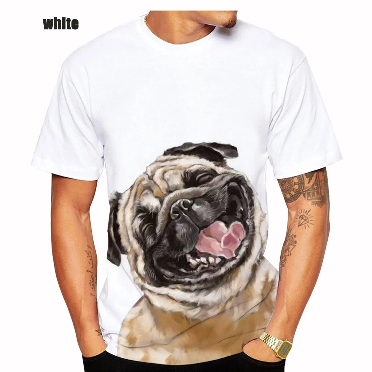 

Men's and Women's Fashion T-Shirt Animal Pug Printed Casual Short-sleeved Size New Cool Dog Pug 3D Printed XS-5XL