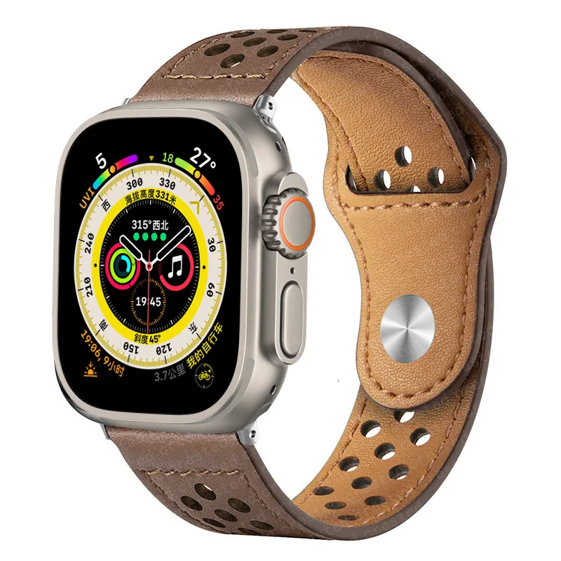 

Leather Strap For Apple watch band 44mm 40mm 45mm 41mm 42mm 38mm 49mm 44 45 mm correa bracelet iWatch series 3 4 6 se 7 8 ultra