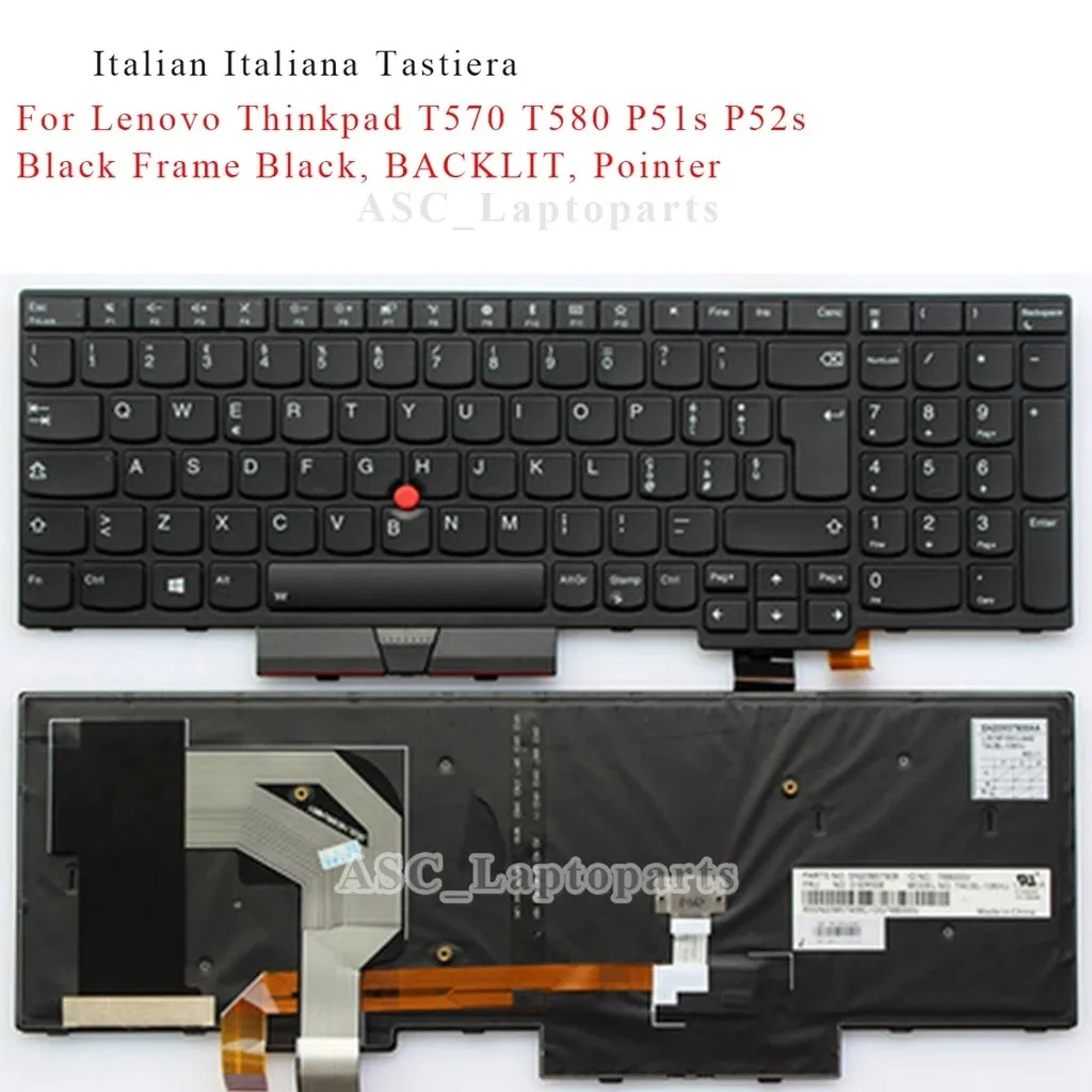 Фото Новая клавиатура BE BR (японская, итальянская, швейцарская) для Lenovo Thinkpad T570 T580 P51s P52s 20LB 20LC, черная рамка, черная, с подсветкой, с трекпойнтером №4