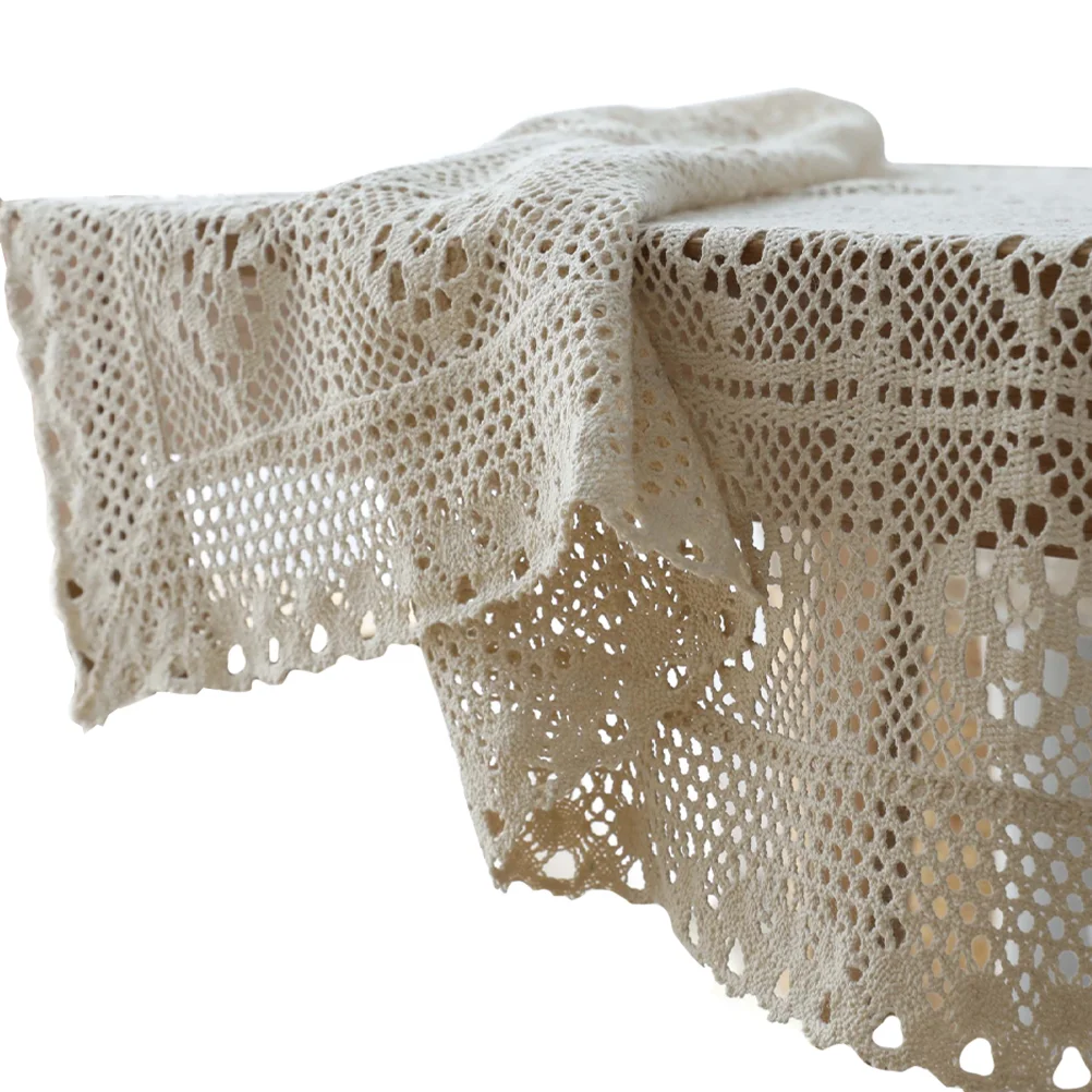 

Table Cover Tablecloth Cotton Crochet Cloth Lace Vintage Placemats Runner Topper Square Beige Knitted Doily Sofa Tablecloths
