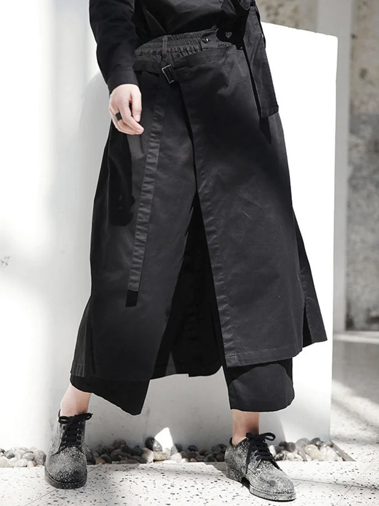 [EAM] 2022 новые весенние черные свободные длинные широкие брюки с высокой