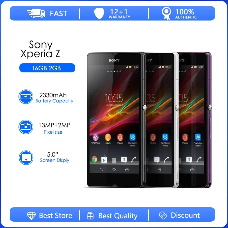 Sony Xperia Z C6603 Refurbished-Original Unlocked 4G Mobile Phone 5.0 Quad-Core 2G RAM 16GB ROM 13MP Cellphone LTE Smartphone