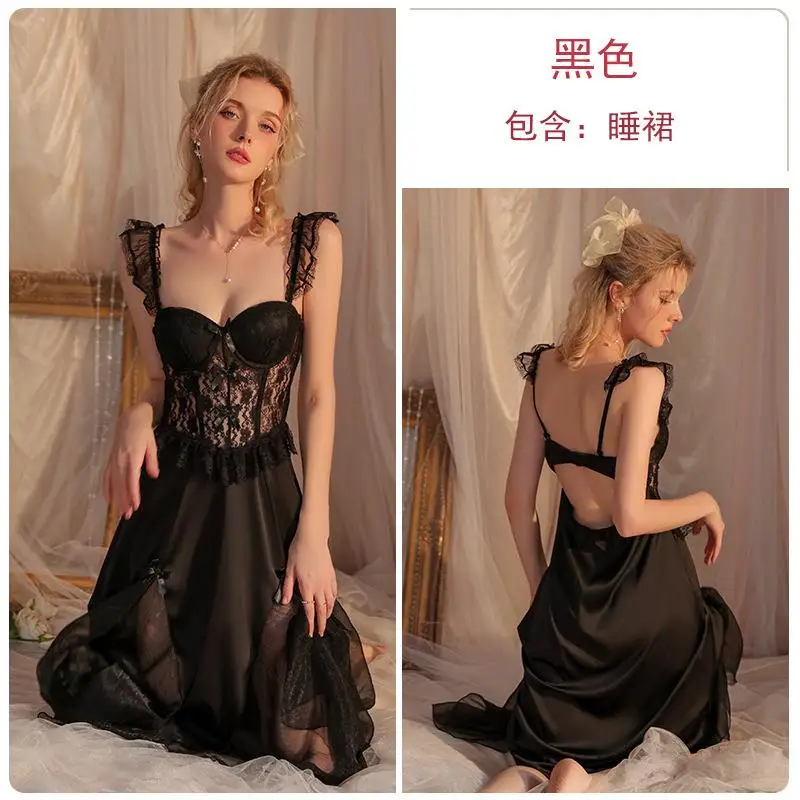 Female Drees Summer Nightie Simplicity Sleepwear Fashion Night Gowns For Women Polyester Sleep Dress Womens Underwear Night Sli