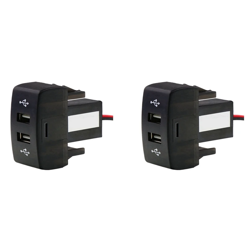 

2 шт., автомобильное зарядное устройство с двумя USB-портами, 5 В, 2,1 А