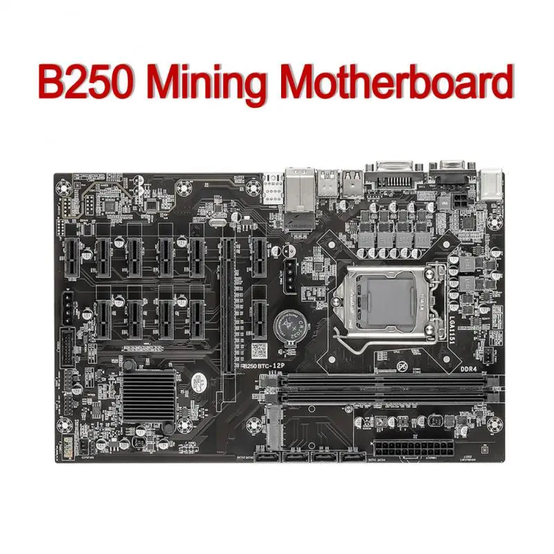 

B250 Mining Motherboard PCIe XI-E X16 LGA 1151 DDR4 SATA MSATA USB 3.0 VGA DVI-I For 8 Graphics Card Bitcoin BTC ETH Miner