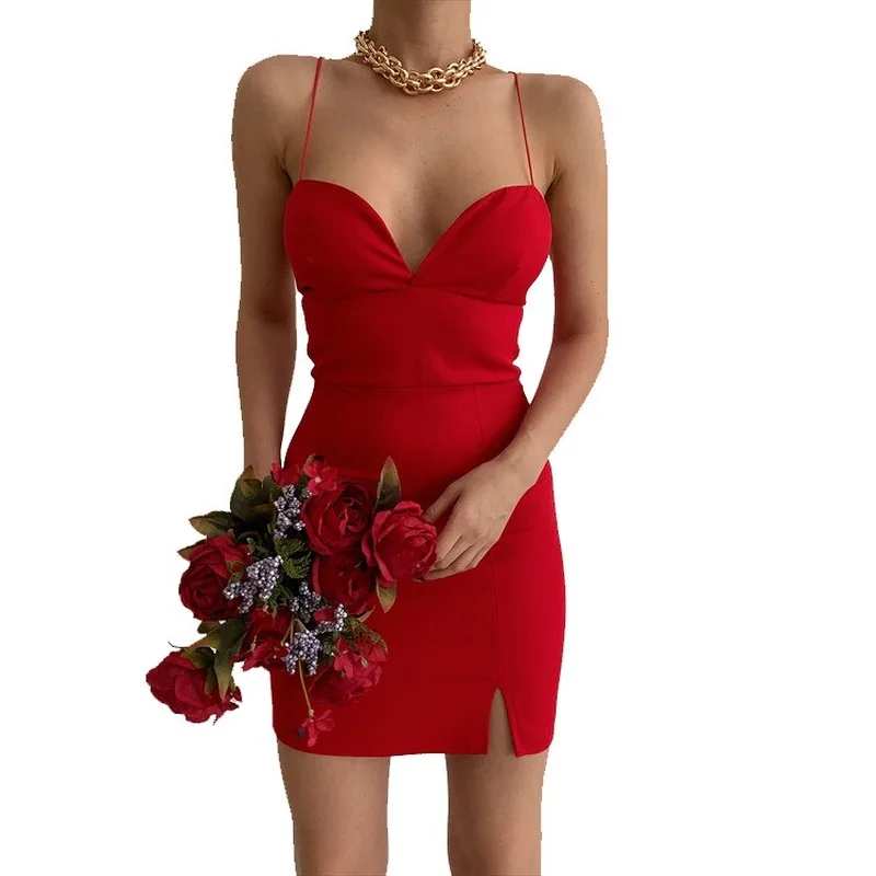 

2022 Summer New Hot Style Rope Heart-shaped Collar Dress Open Back Short Suspender Dresses for Women Above Knee Mini Dress