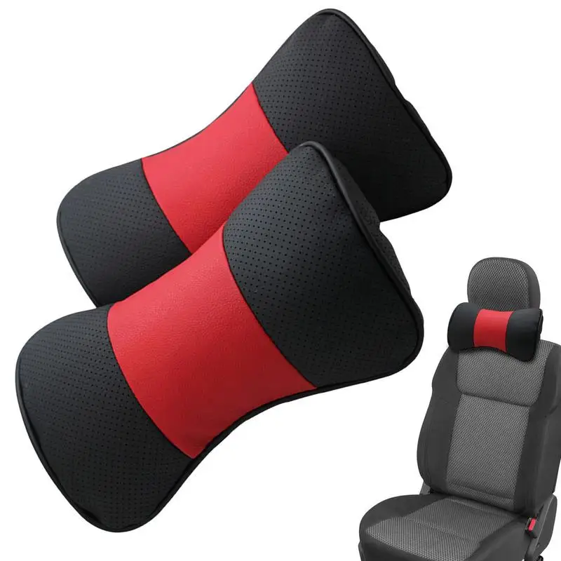 

Car Headrest Pillow Leather Support Pillow For Car Seat 2pcs Soft And Supportive Neck And Head Support For Car Seats SUV Auto
