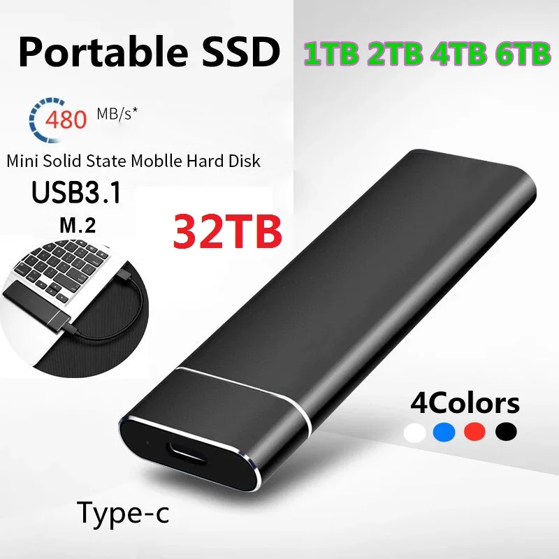 

4TB Portable SSD 16TB High-speed Mobile Solid State Drive 2TB 8TB SSD Mobile Hard Drives External Storage Decives for Laptop