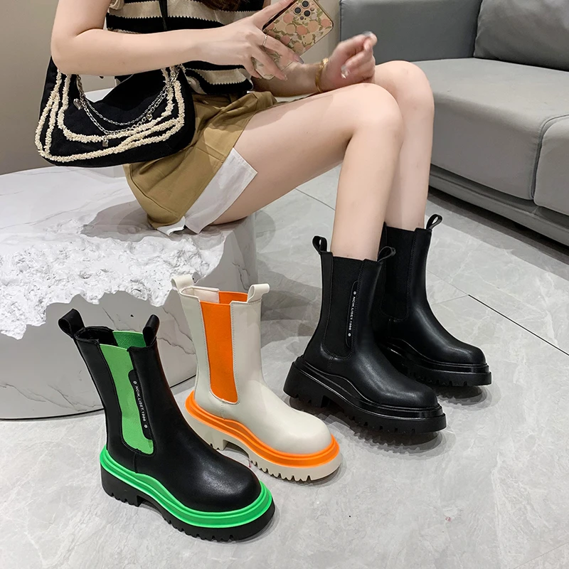 Женские ботинки женские осенне-зимние ботильоны в британском стиле с цветными