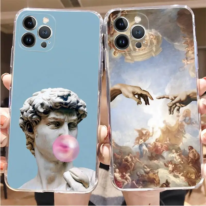 

Art Creation of Adam Phone Case For iPhone 14 11 12 13 Mini Pro XS Max Cover 6 7 8 Plus X XR SE 2020 Funda Shell