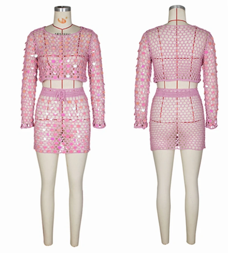 Женский купальник с длинным рукавом и блестками вязаная накидка на бикини